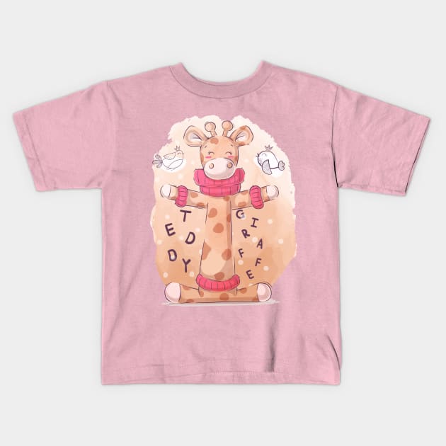 giraffe teddy Kids T-Shirt by Mako Design 